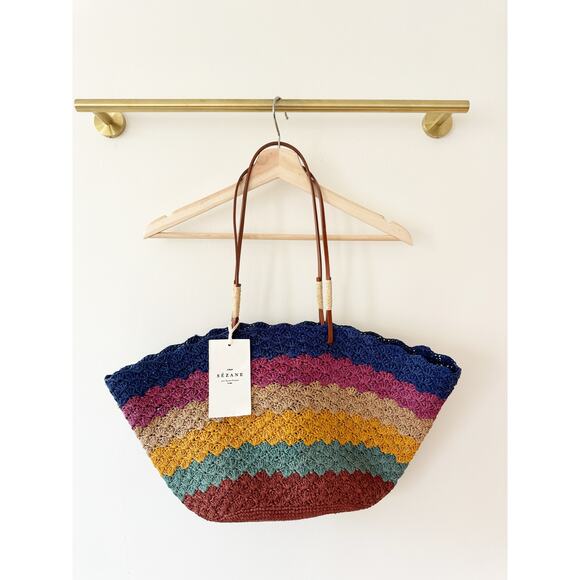 SEZANE Félicie Multicoloured Raffia Basket - Picture 4 of 10